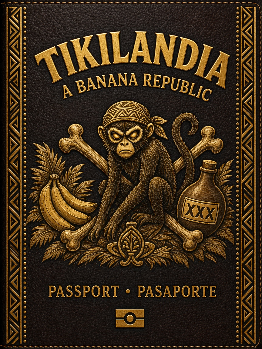 Tikilandia Navy & Gold Passport Cover