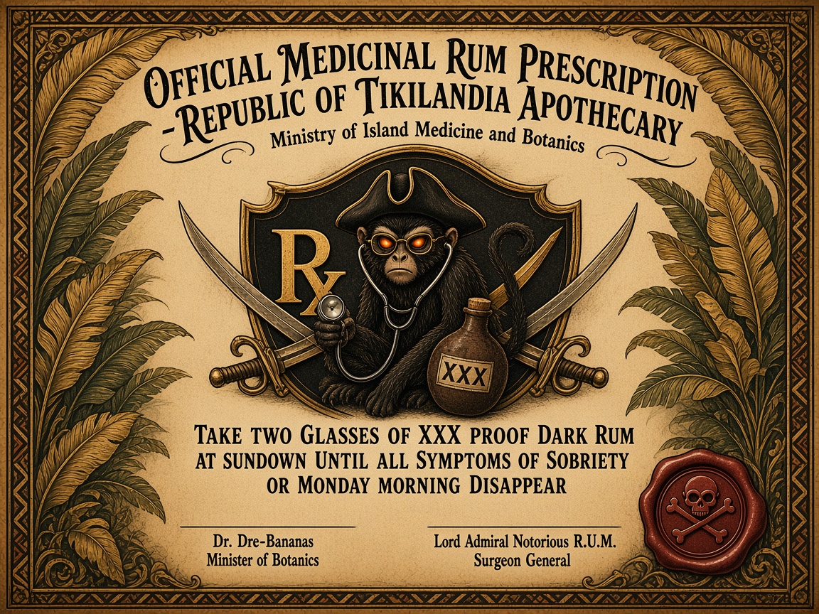 Official Medicinal Rum Prescription — Republic of Tikilandia Apothecary